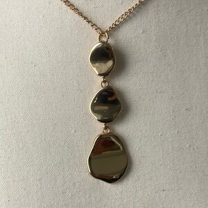 Necklace, gold tone triple abstract medallion